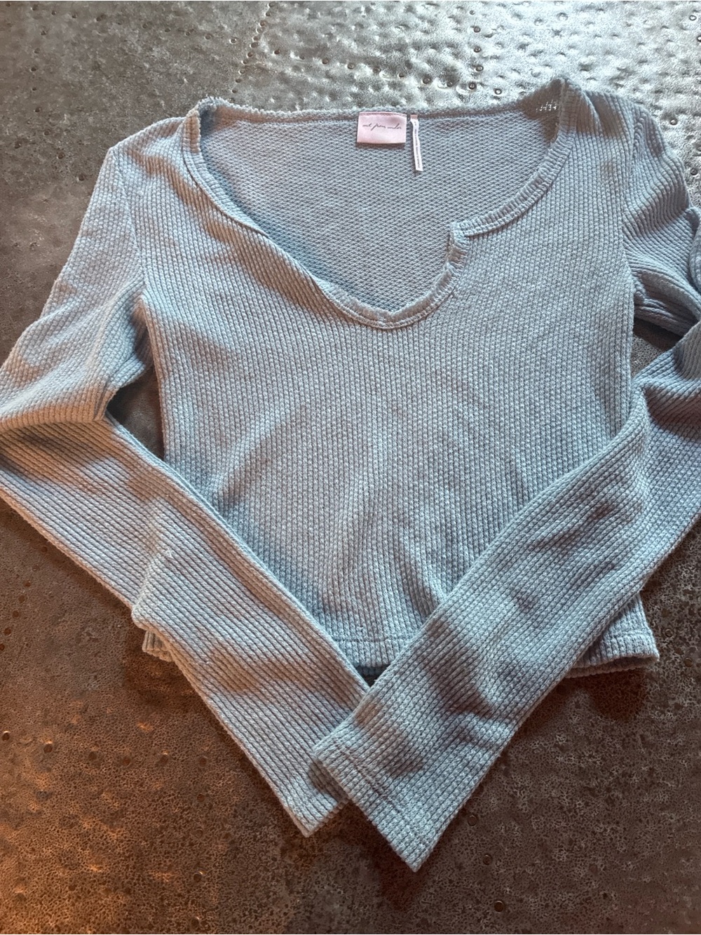 Out From Under by Urban Outfitters Pale Blue Super Soft V-Neck Top